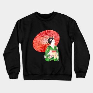 Red parasol geisha Crewneck Sweatshirt